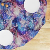 Galaxy space waterolor with woven structure - purple and blue