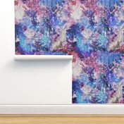 Galaxy space waterolor with woven structure - purple and blue