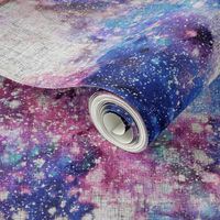 Galaxy space waterolor with woven structure - purple and blue