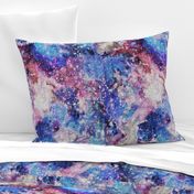 Galaxy space waterolor with woven structure - purple and blue