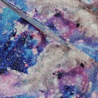 Galaxy space waterolor with woven structure - purple and blue