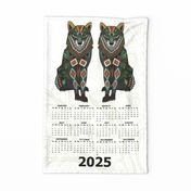 2024 wolf calendar tea towel