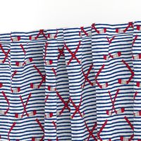 hockey sticks on stripes - red and blue