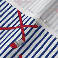 hockey sticks on stripes - red and blue