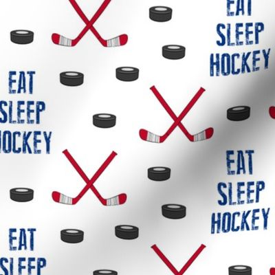 Eat Sleep Hockey - red and blue
