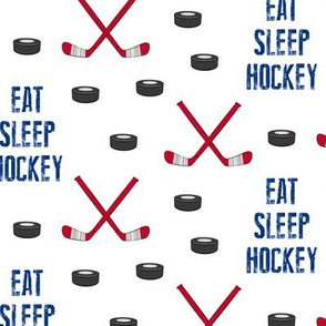 Eat Sleep Hockey - red and blue