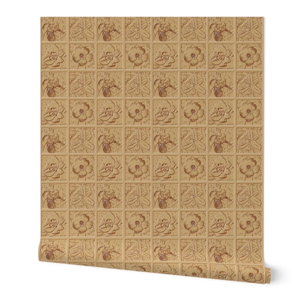 Coffee and Cream Flower Tiles 