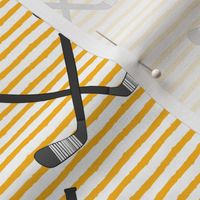 hockey sticks on stripes - custom yellow