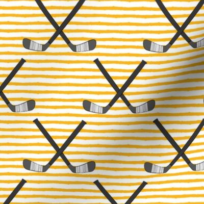 hockey sticks on stripes - custom yellow