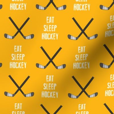 eat sleep hockey - cross sticks - custom yellow