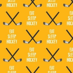 eat sleep hockey - cross sticks - custom yellow