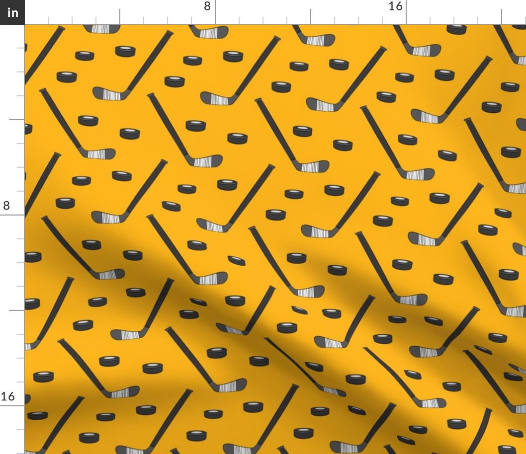 hockey - sports fabric - custom yellow