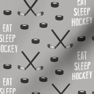 eat sleep hockey - monochrome on grey