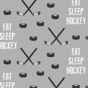 eat sleep hockey - monochrome on grey