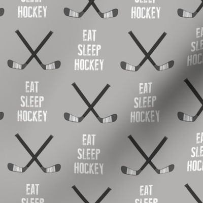 eat sleep hockey - cross sticks - grey