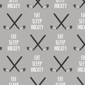 eat sleep hockey - cross sticks - grey