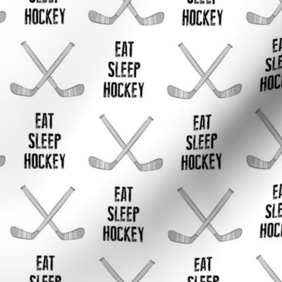 eat sleep hockey - cross sticks - monochrome