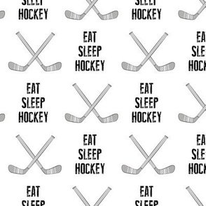 eat sleep hockey - cross sticks - monochrome