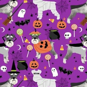 schnauzer dog fabric  halloween spooky dog costumes fabric - purple