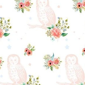 4" Owl Florals in Pink Peach & Blue / Mix & Match