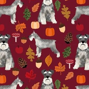 schnauzer dog fabric  dogs and autumn dog fabric - ruby red