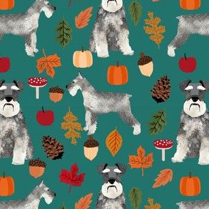 schnauzer dog fabric  dogs and autumn dog fabric - eden green