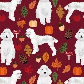 poodle dog fabric white poodle autumn fabric - ruby red