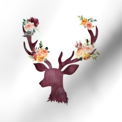 8" Autumn Wine Floral Deer // White
