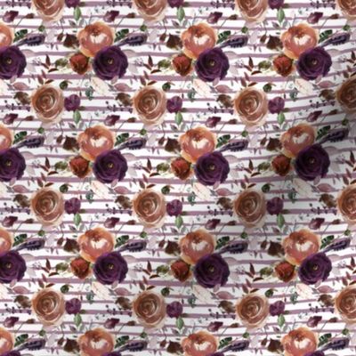4.5" Boho Plum and Butterum Florals // Lavender Stripes