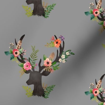 Floral Deer // Gray