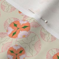 Floral ball in orange, white + dark green on fawn by Su_G_©SuSchaefer