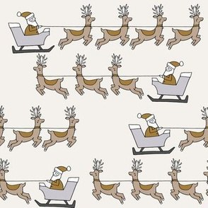santa's sleigh fabric // reindeer and santa north pole christmas design - neutral
