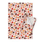 Kawaii autumn leaves and pumpkin spice latte love illustration pattern