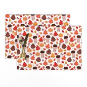 Kawaii autumn leaves and pumpkin spice latte love illustration pattern