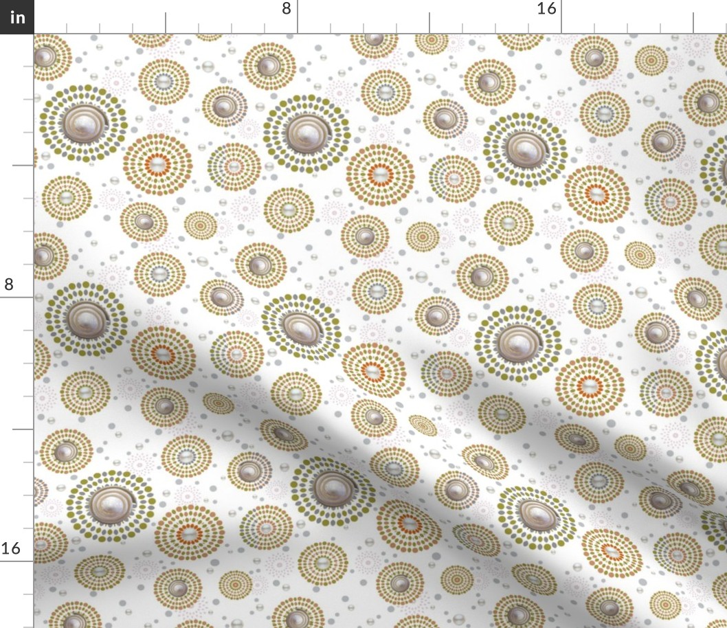 sea shells in dotted circles on white | small