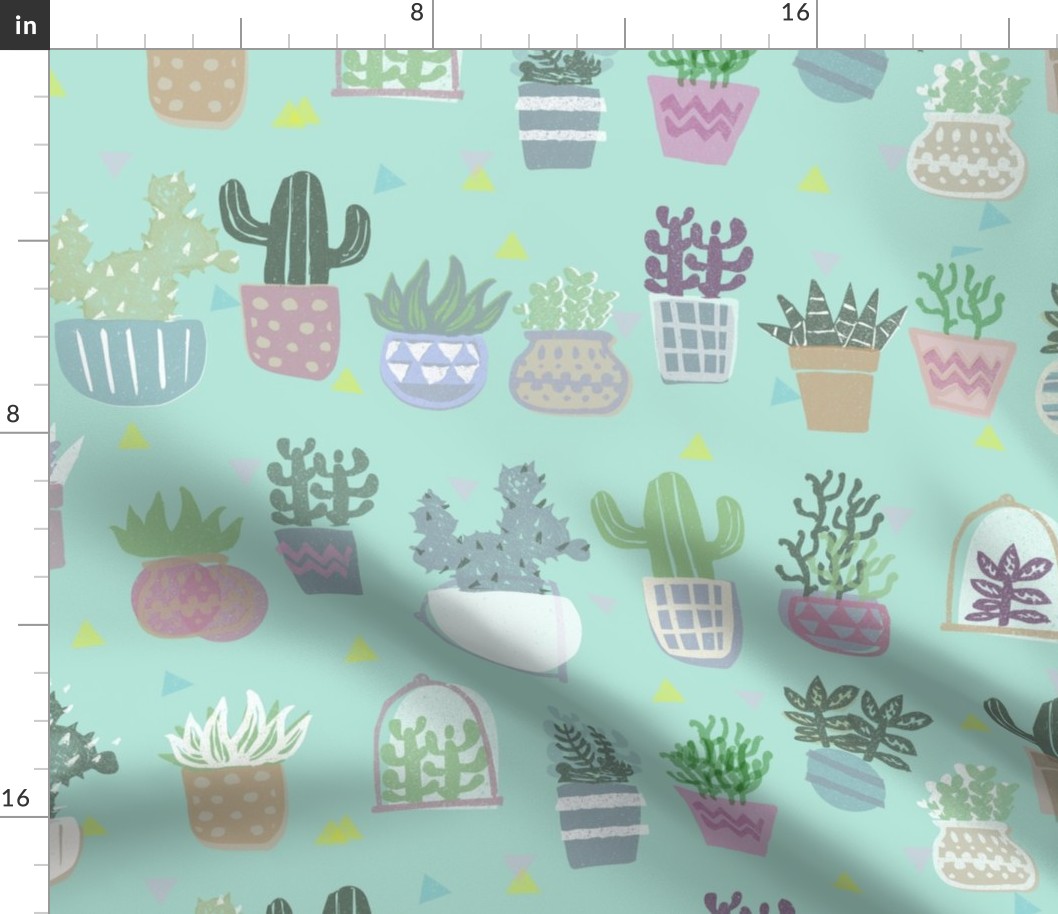 succulent plants block print