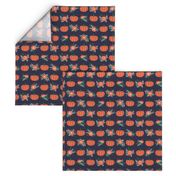 pumpkin florals fabric fall autumn pumpkin spice vibes - navy