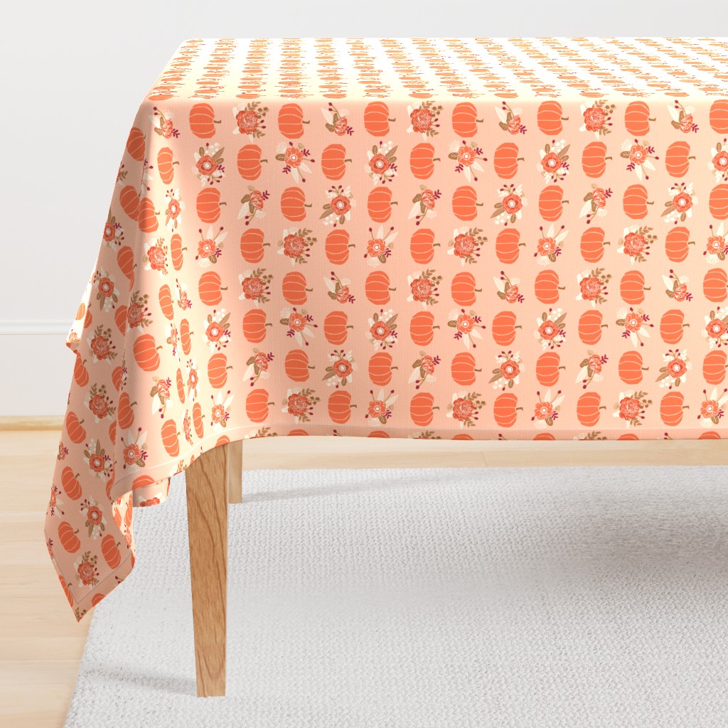 pumpkin florals fabric fall autumn pumpkin spice vibes - blush