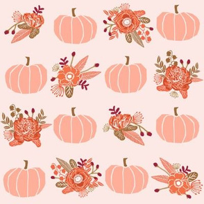 pumpkin florals fabric fall autumn pumpkin spice vibes - rose