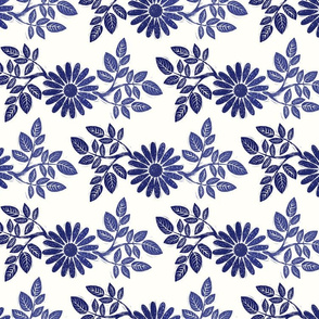 Block Print Blue Flower