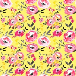 Yellow Pink Watercolor Floral 