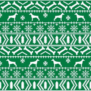 Doberman Pinscher fair isle christmas fabric dog silhouette holiday dogs green