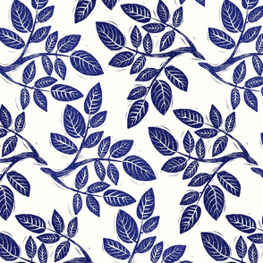 Block Print Branch in Blue