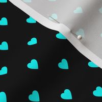 Aqua Blue Hearts on Black