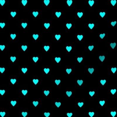 Aqua Blue Hearts on Black