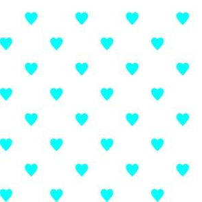 Aqua Blue Hearts on White