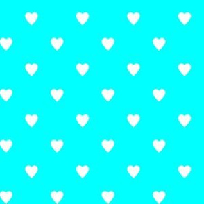 White Hearts on Aqua Blue