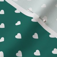 White Hearts on Cyan Turquoise Blue