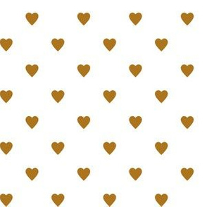 Matte Antique Gold Hearts on White