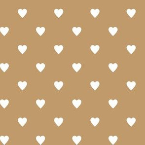White Hearts on Camel Brown